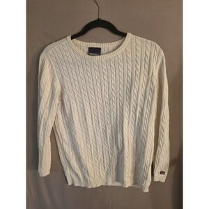Polo Jeans Co  Cable-Knit Cotton Sweater Jrs Large 3/4 Sleeve